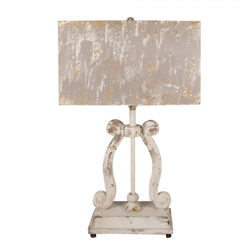 Béžová stolní lampa na podstavci se zlatou patinou – 50x22x83 cm