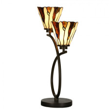 Stolní lampa Tiffany Vallois béžovo hnědá se 2 světly – 46x28x63 cm