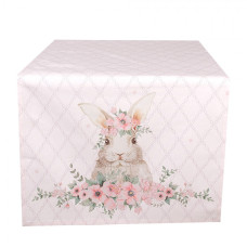 Růžový bavlněný běhoun se vzorem zajíčka Floral Easter Bunny – 50x140 cm