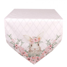 Růžový bavlněný běhoun se vzorem zajíčka Floral Easter Bunny – 50x160 cm