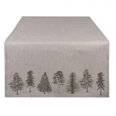 Přírodní bavlněný běhoun se vzorem jehličnatých stromů Natural Pine Trees – 50x140 cm