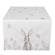 Bílý bavlněný běhoun se vzorem králíčka Rustic Easter Bunny – 50x140 cm