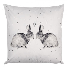 Černo-bílý povlak na polštář s motivem zajíčků Bunnies in Love – 45x45 cm