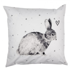 Černo-bílý povlak na polštář s motivem zajíčka Bunnies in Love – 45x45 cm
