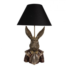 Stolní lampa ve tvaru zajíce s korunou s černým stínidlem Antonius– 37x61 cm