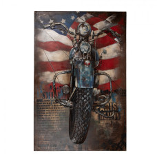 3D kovový nástěnný obraz Americký motocykl – 80x120 cm