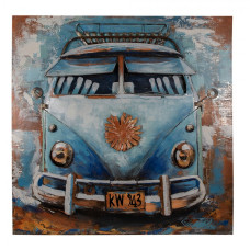 3D kovový nástěnný obraz Hippie bus – 80x80 cm