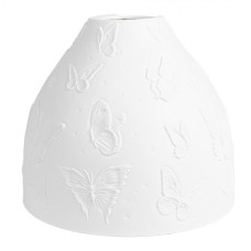 Bílé porcelánové stínidlo na lampu s motýlky – 15x12 cm