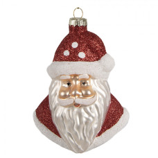 Skleněná vánoční ozdoba busta Santa Clause – 12 cm