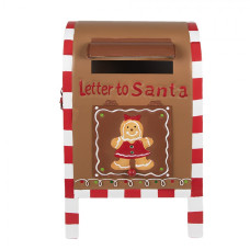 Hnědá vánoční schránka na dopisy s perníčkem a nápisem Letter to Santa – 22x18x34 cm