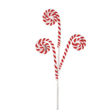 Červeno-bílá vánoční dekorace / zápich tři zatočené Candy Cane – 66 cm