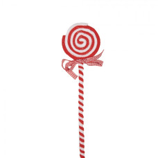 Červeno-bílá vánoční dekorace kulaté lízátko Candy Cane s mašlí – 41 cm