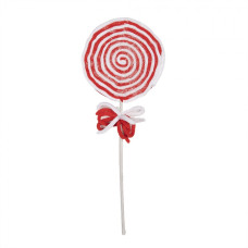 Červeno-bílá vánoční dekorace velké kulaté lízátko Candy Cane s mašlí – 41 cm