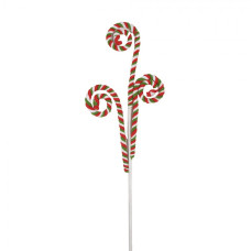 Zeleno-červená vánoční dekorace / zápich tři zatočené Candy Cane – 68 cm