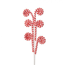 Červeno-bílá vánoční dekorace / zápich šest zatočených lízátek Candy Cane – 62 cm