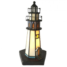 Vitrážová stolní lampa Tiffany v designu majáku Phare – 12x28 cm