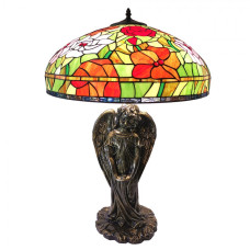 Vitrážová lampa Tiffany s andělem Magda – 57x83 cm