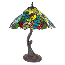 Zelená stolní lampa Tiffany s hroznovým vínem Ties – 43x54 cm