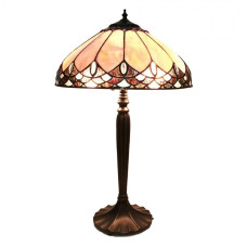 Stolní lampa Tiffany s béžovým stínidlem Broos – 39x63 cm