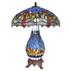 Modrá stolní lampa Tiffany Robbert – 46x63 cm