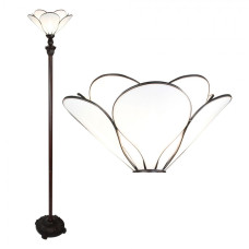 Bílá stojací Tiffany lampa ve tvaru květu Flower white – 31x183 cm