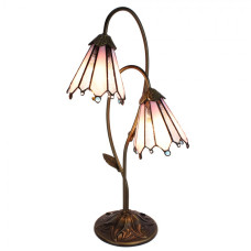 Stolní lampa Tiffany Flowerbell pink – 35x18x61 cm