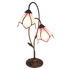 Růžová stolní lampa Tiffany Folwia Pink – 35x18x61 cm