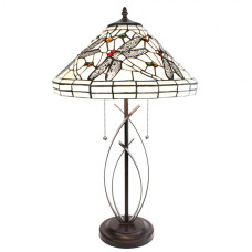 Stolní lampa Tiffany White Dragonfly – 41x69 cm