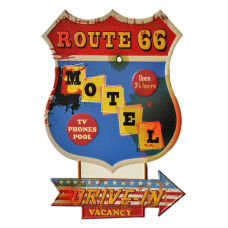 Nástěnná kovová cedule Motel Route 66 – 43x1x63 cm