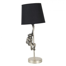 Stříbrno černá stolní lampa s opicí