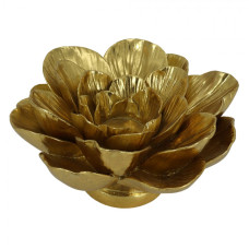 Zlatý svícen na čajovou svíčku ve tvaru květu Flower Gold – 19x19x10 cm