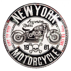 Nástěnná kovová cedule na zeď New York Motorcycle – 35x2 cm