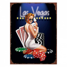 Nástěnná kovová cedule Las Vegas – 25x1x33 cm