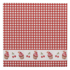 Červené kárované papírové ubrousky s dortíčky Cherry Cupcake – 33x33 cm