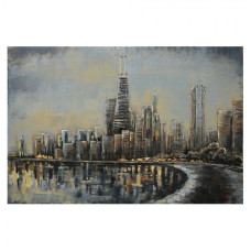 Nástěnný kovový obraz Skyline – 120x4x80 cm