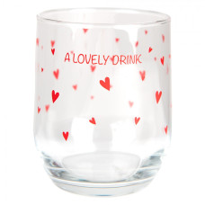 Sklenička s červenými srdíčky A Lovely Drink – 300 ml